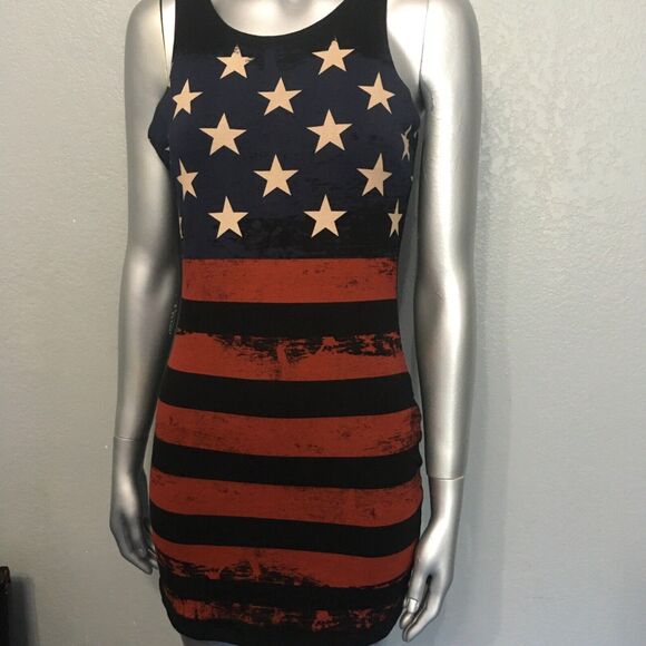 Women's American Flag Tank Dress Patriotic Stars & Stripes Design Size M - Picture 4 of 9